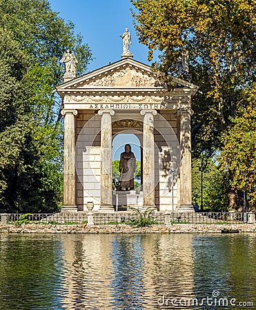 Temple of Aesculapius in gardens of Villa Borghese, Rome, Italy Stock Photo