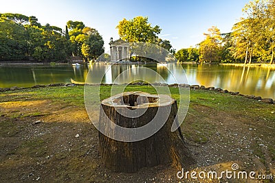 The Temple of Aesculapius located in the gardens of the Villa Borghese,Rome Italy Stock Photo