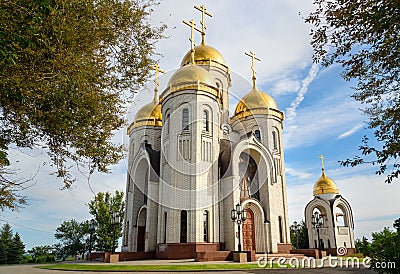 Temple of All Saints. Memorial complex Mamayev Kurgan in Volgograd Stock Photo