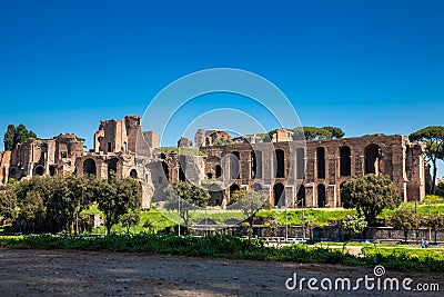 Temple of Apollo Palatinus on Palatine Hill of ancient Rome and Circus Maximus Stock Photo