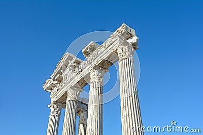 Temple of Apollo in Side. Ruin. The temple is in the form of an even rectangle. Peripter. Turkey Stock Photo