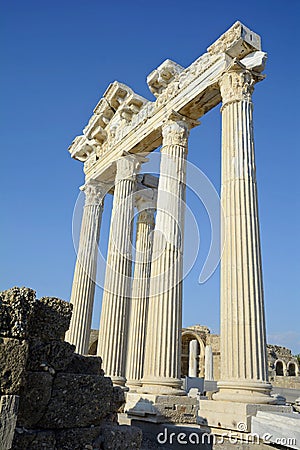 Temple of Apollo in Side. Ruin. The temple is in the form of an even rectangle. Peripter. Turkey Stock Photo