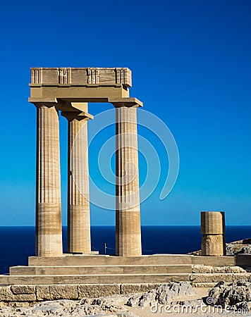 Temple of Athena Lindia on Rhodes lsland. Stock Photo