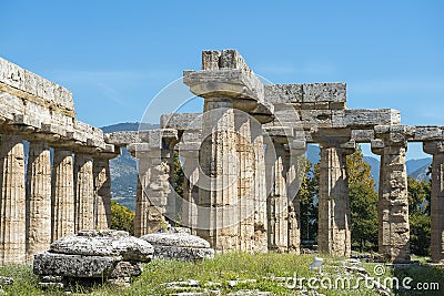 Temple of Athena Minerva in Poseidonia Paestum, Campania, Italy Stock Photo