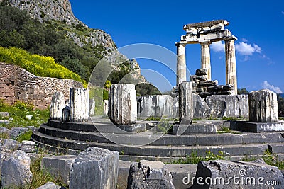 Temple of Athena Pronea, Delphi, Greece Stock Photo