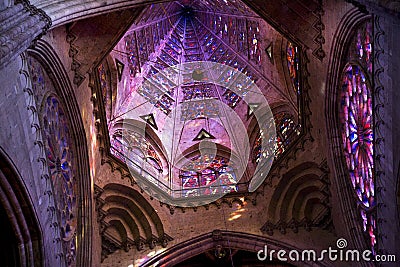 Temple of Atonement Dome and Stained Glass Stock Photo