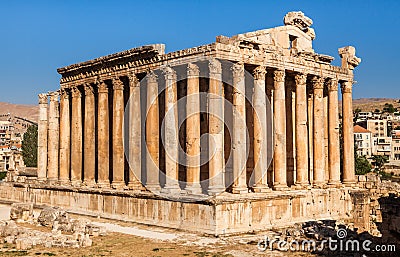 Temple of Bacchus in Baalbek ancient Roman ruins, Beqaa Valley of Lebanon Stock Photo