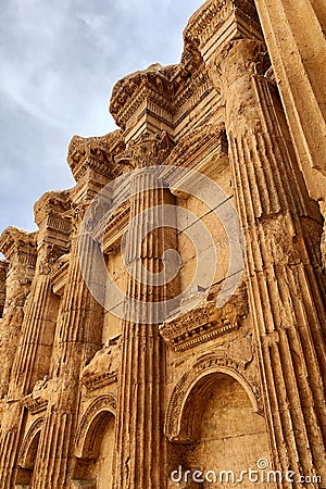 Temple of Bacchus. The ruins of the ancient city of Baalbek in Lebanon Editorial Stock Photo