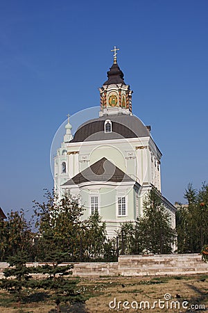 Temple on a background blue sky, city Tula Stock Photo