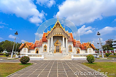 Temple in Bangkok, Beautiful Thai Temple Wat Benjamaborphit Stock Photo