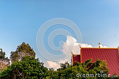 Temple of Buddhism Buddhist temple of Thailand And the sky is bright. Thai Nature Stock Photo