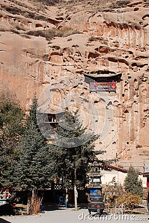 Temple built in the rocks Stock Photo