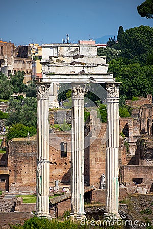 Temple of Castor and Pollux (Dioscuri) Stock Photo