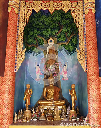 Temple of the cave of the tiger Wat Tham Khao Noi.Statue Editorial Stock Photo