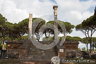 Temple Of Ceres in The Ancient Roman Port of Ostia Antica, Province of Rome, Lazio, Italy Editorial Stock Photo