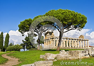 Temple of Ceres, Paestum Italy Stock Photo