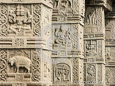 Temple Columns, Nanjangud. Stock Photo