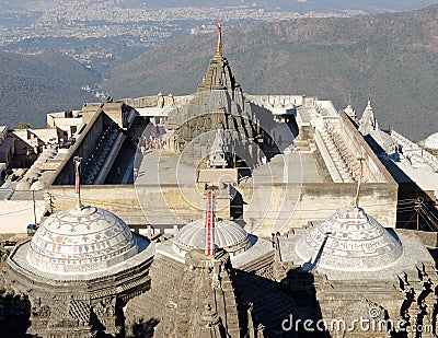 Temple complex on the holy Girnar top in Gujarat Stock Photo