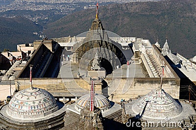 Temple complex on the holy Girnar top in Gujarat Stock Photo