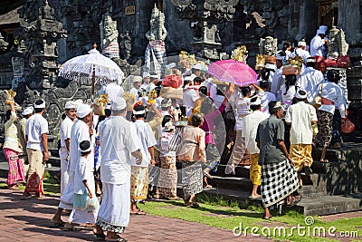 Temple Crowd, Pura Goa Lawah, Bali, Indonesia Editorial Stock Photo