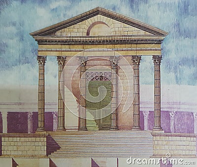 Temple of Diana facade, Hypothetical depiction Editorial Stock Photo