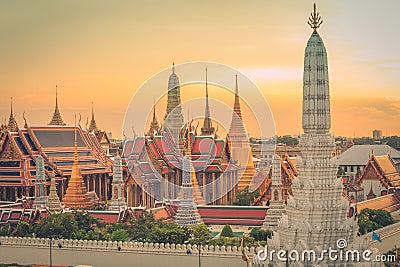 Temple of The Emerald Buddha or Wat Phra Kaew, Grand Palace, Bangkok, Thailand Stock Photo