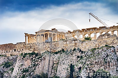 Temple Erechtheion Parthenon Acropolis Athens Greece Stock Photo