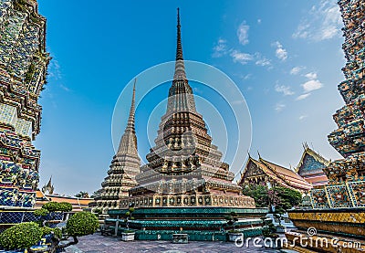 Temple exterior Wat Pho temple bangkok Thailand Stock Photo