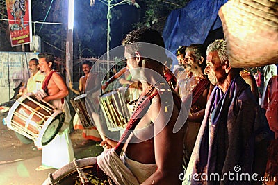 Temple Festival in Kerala Chenda Melam Editorial Stock Photo