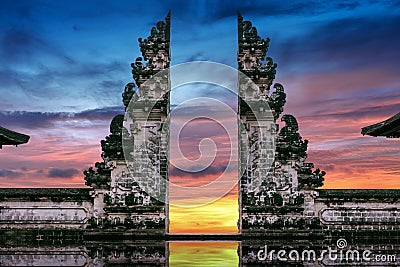 Temple gates at Lempuyang Luhur temple in Bali, Indonesia. Stock Photo