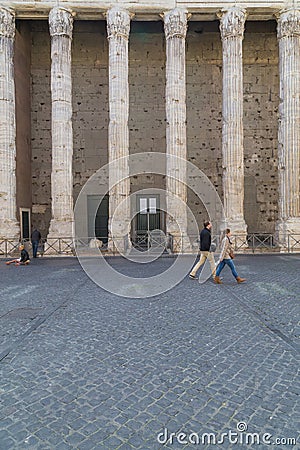 Temple of Hadrian in Rome Editorial Stock Photo