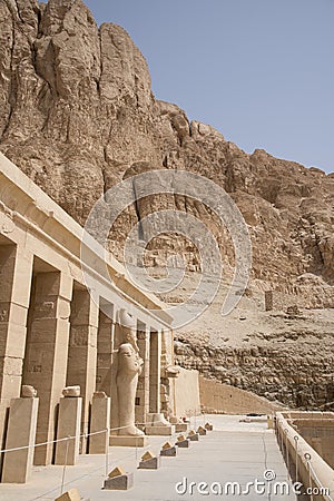 Temple of Hatshepsut, in the Deir el Bahari complex, on the west bank of the Nile River, near the Valley of the Kings Stock Photo