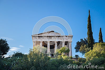 The Temple of Hephaestus or Hephaisteion or earlier as the Theseion a well-preserved Greek temple. It is a Doric peripteral temple Stock Photo