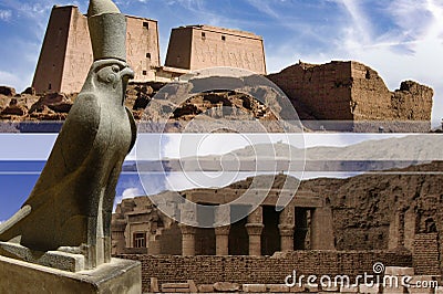 The Temple of Horus in Edfu, a place dedicated to the son of Osiris and Isis, the falcon god Stock Photo