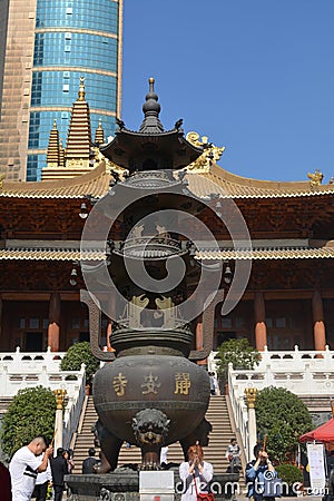 Temple inside the Shanghai cities Editorial Stock Photo