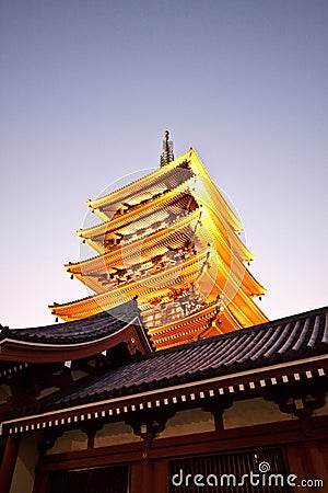 Temple in Japan, Sensoji pagoda tower Stock Photo