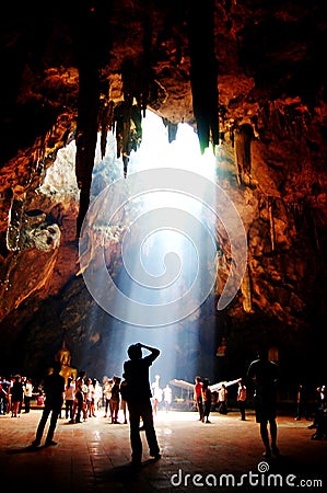 Temple in Khao Luang cave at Phetchaburi, Thailand Editorial Stock Photo