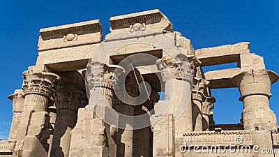 Temple of Kom Ombo. Kom Ombo is an agricultural town in Egypt famous for the Temple of Kom Ombo. It was originally an Egyptian Stock Photo