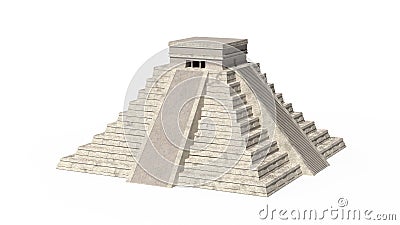 Temple of Kukulkan. Mayan pyramid. Chichen Itza. Yucatan, Mexico 3d illustration Cartoon Illustration