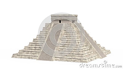 Temple of Kukulkan. Mayan pyramid. Chichen Itza. Yucatan, Mexico 3d illustration Cartoon Illustration