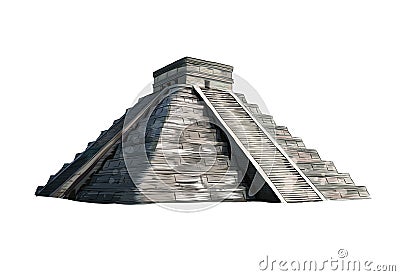 Temple of Kukulkan, pyramid at Chichen Itza, Yucatan, Mexico from a splash of watercolor, colored drawing, realistic Vector Illustration