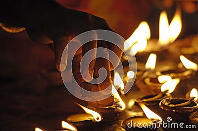 Temple lights at Menakshi Temple Madurai Stock Photo