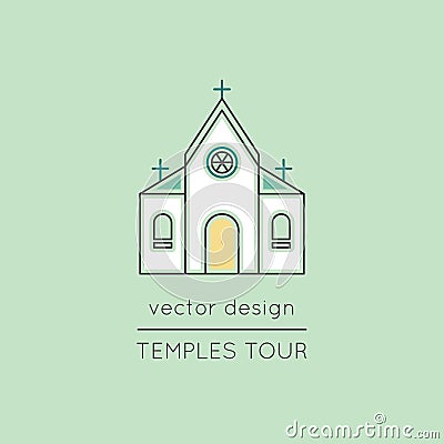 Temple line icon Vector Illustration