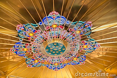 Temple colourful Mandala ceiling decoration Stock Photo