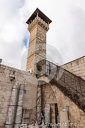 The Temple Mount and the Minaret over the Islamic Museum in the Old Town of Jerusalem in Israel Editorial Stock Photo