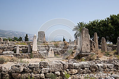 The Temple of the Obelisks. View of the Roman ruins of Byblos. Byblos, Lebanon Stock Photo