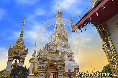 Temple of Phra That Phanom Stupa, important Theravada Buddhist structures in the region in in Nakhon Phanom Province, Thailand Stock Photo