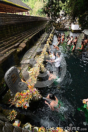 The temple pond. Tirta Empul. Tampaksiring. Gianyar regency. Bali. Indonesia Editorial Stock Photo