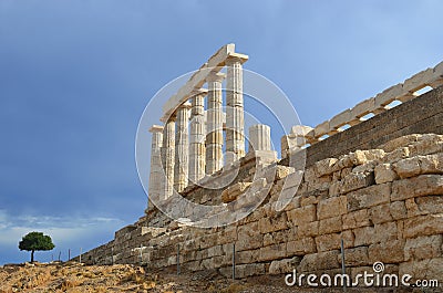 Temple of Poseidon at Cape Sounion Attica Greece Stock Photo