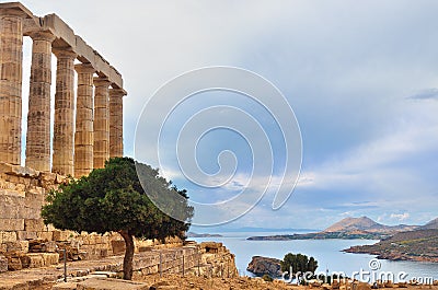 Temple of Poseidon at Cape Sounion Attica Greece Stock Photo